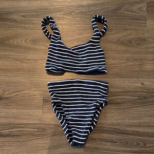 Hunza G Striped Navy and White Bikini Set